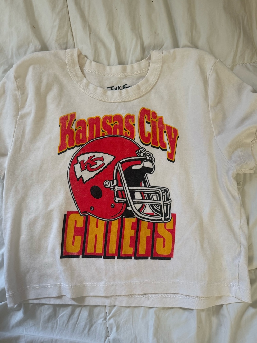 Junk Food Clothing White Kansas City Chiefs Graphic Tee with Red and Yellow